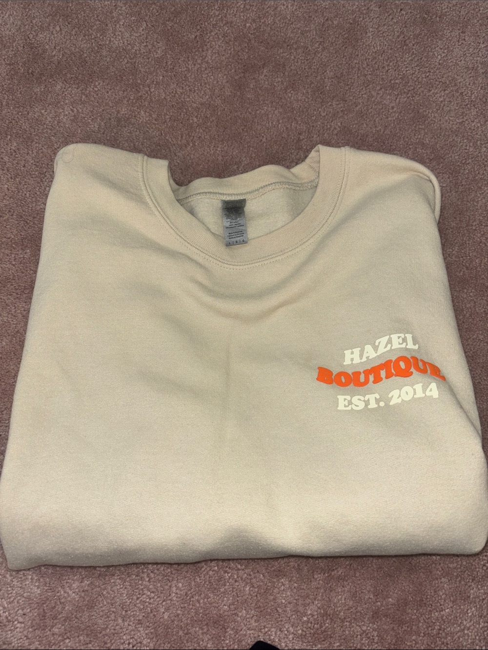 hazel Cream Crewneck Sweatshirt with Orange Logo